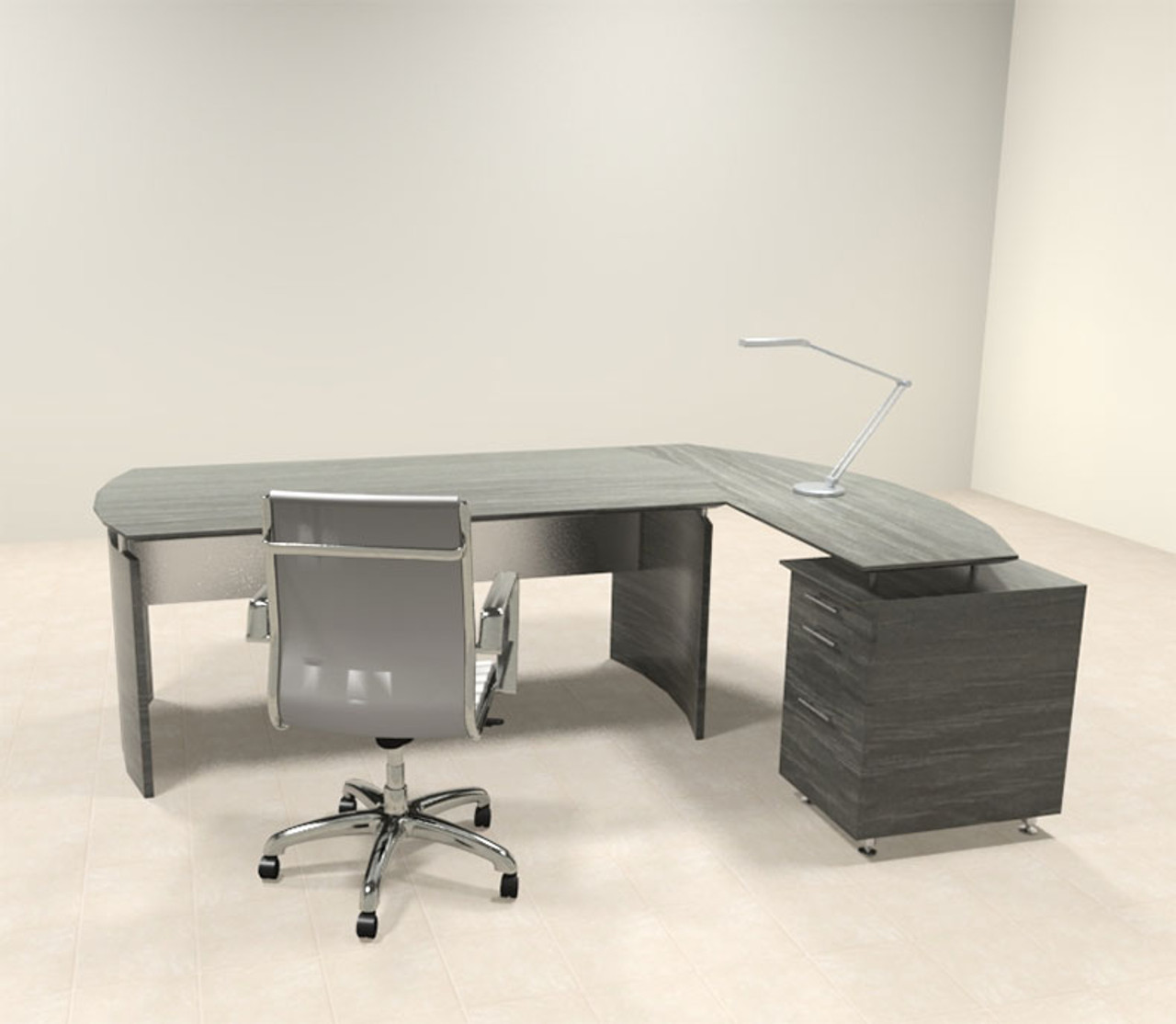 2pc Modern Contemporary L Shaped Executive Office Desk Set, #MT-MED-O4