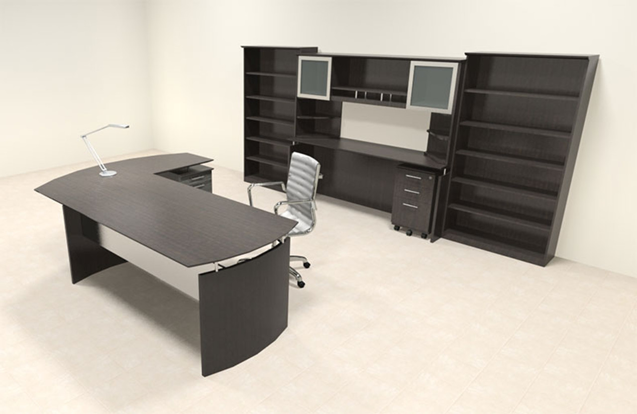 7pc Modern Contemporary L Shaped Executive Office Desk Set, #MT-MED-O45