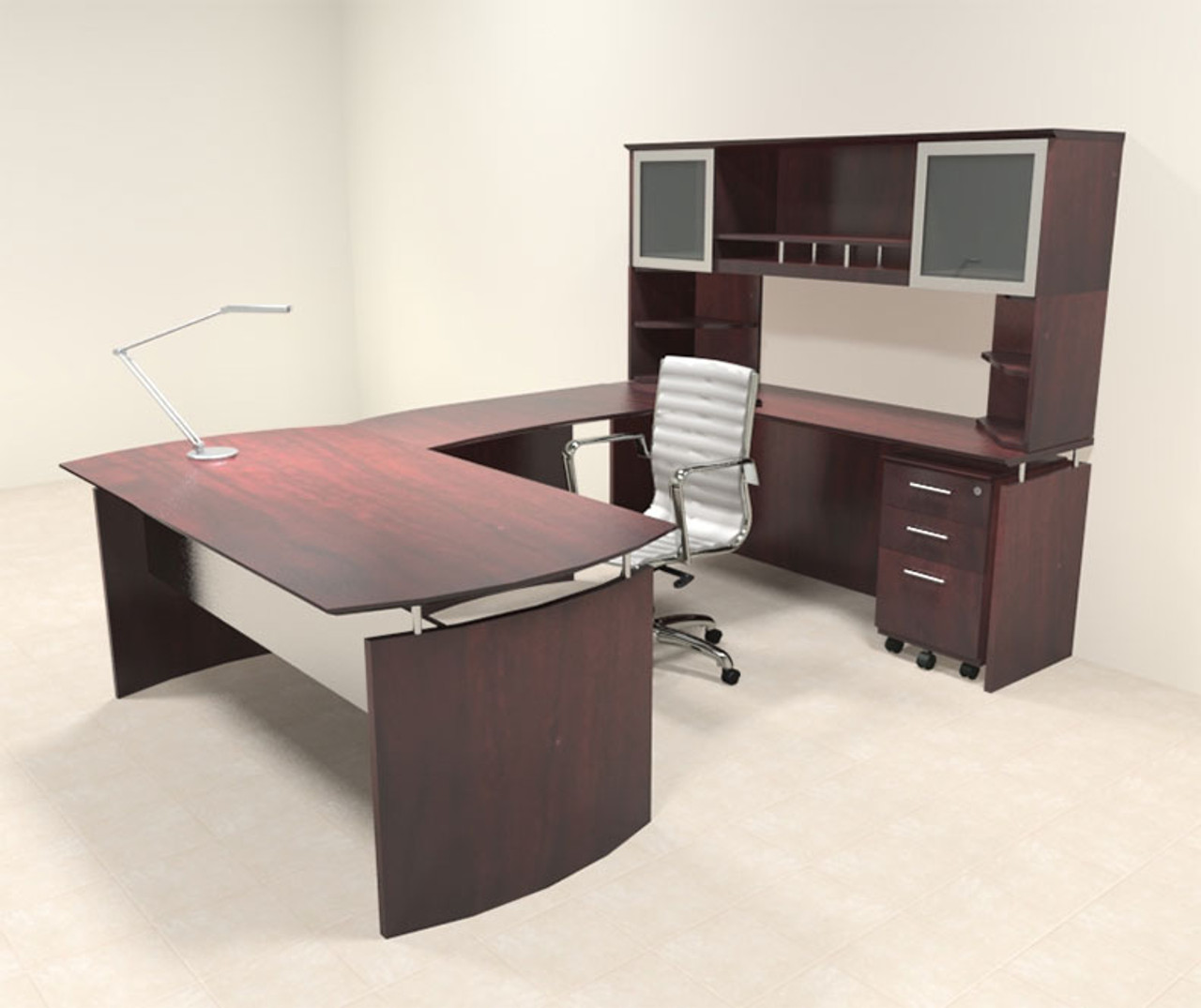 5pc Modern Contemporary U Shaped Executive Office Desk Set, #MT-MED-U5
