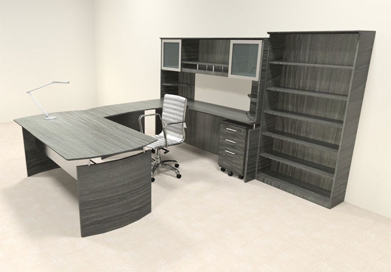 6pc Modern Contemporary U Shaped Executive Office Desk Set, #MT-MED-U7