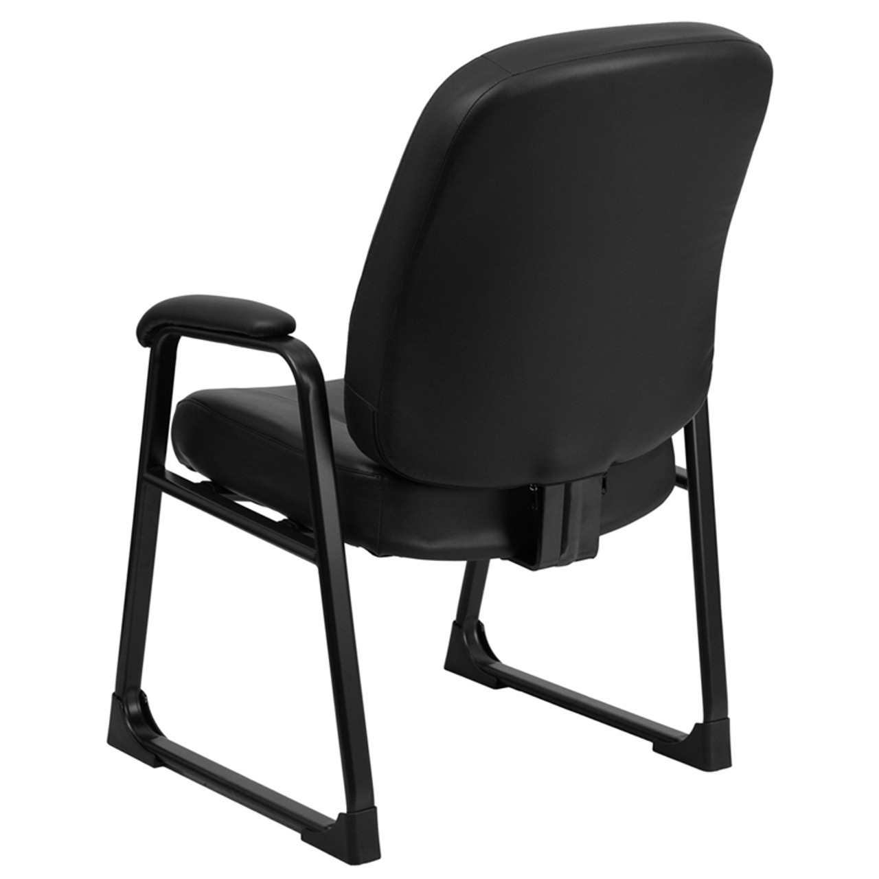 Big & Tall 400 lb. Capacity Black Leather Executive Side Chair with Sled Base , #FF-0308-14