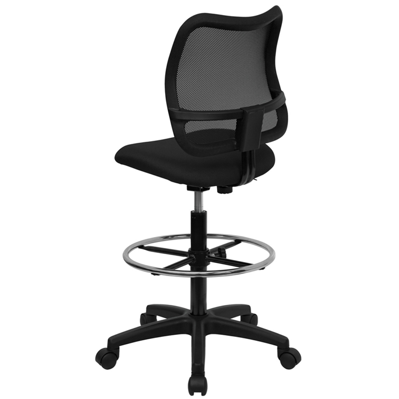 Mid-Back Mesh Drafting Stool with Black Fabric Seat , #FF-0521-14