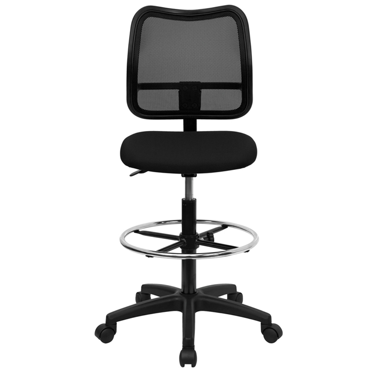 Mid-Back Mesh Drafting Stool with Black Fabric Seat , #FF-0521-14