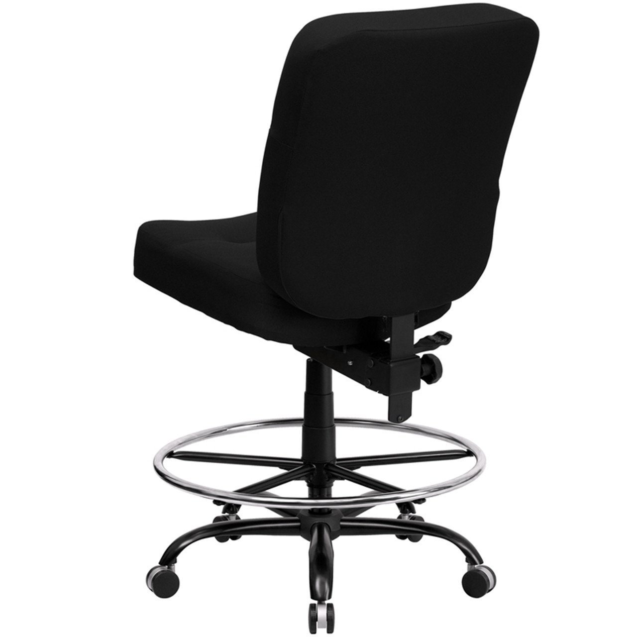 Big & Tall 400 lb. Capacity Big & Tall Black Fabric Drafting Stool with Extra WIDE Seat , #FF-0309-14