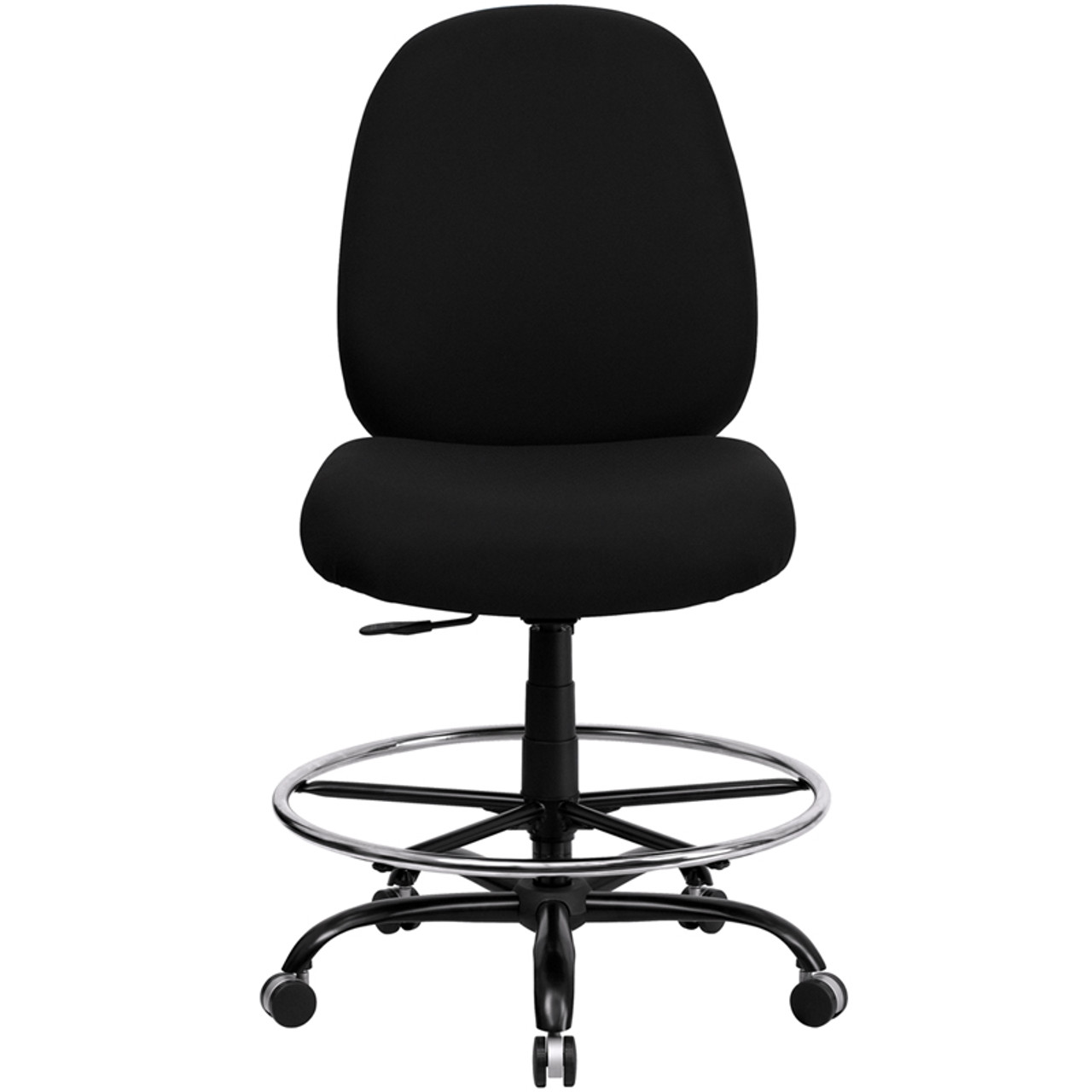 Big & Tall 400 lb. Capacity Big and Tall Black Fabric Drafting Stool with Extra WIDE Seat , #FF-0313-14