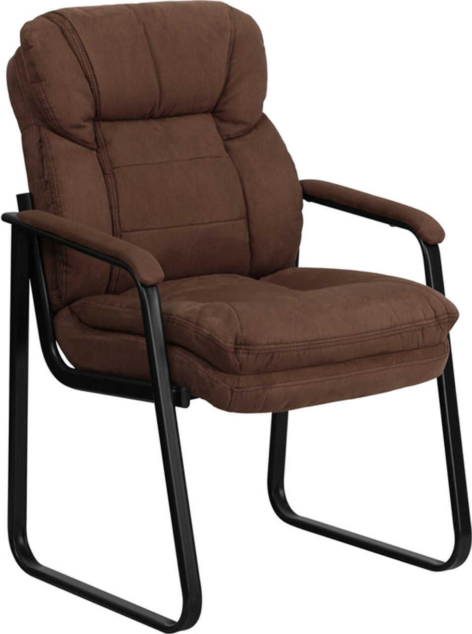 Brown Microfiber Executive Side Chair with Sled Base , #FF-0463-14