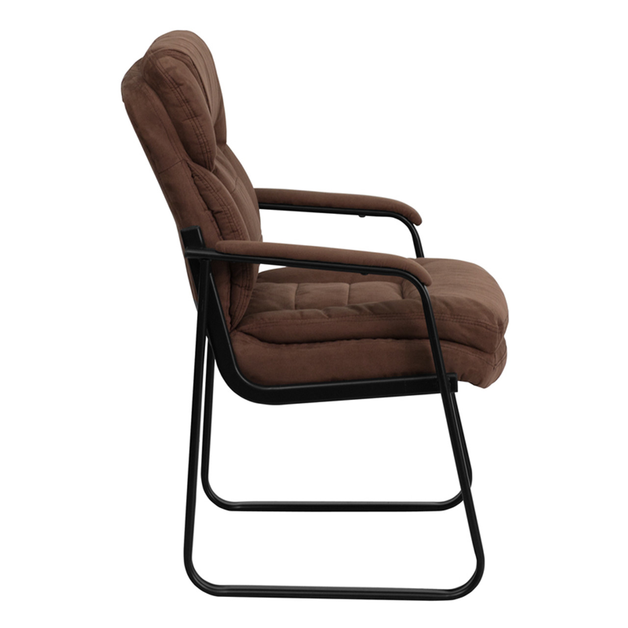 Brown Microfiber Executive Side Chair with Sled Base , #FF-0463-14