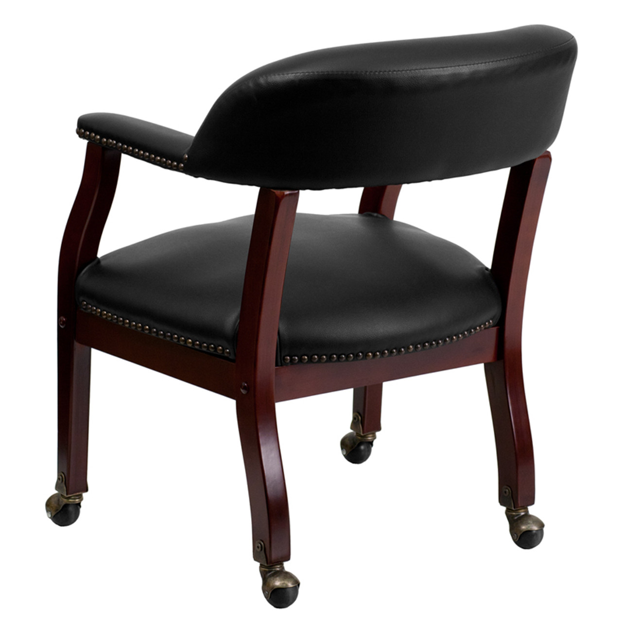 Black Vinyl Luxurious Conference Chair with Casters , #FF-0474-14