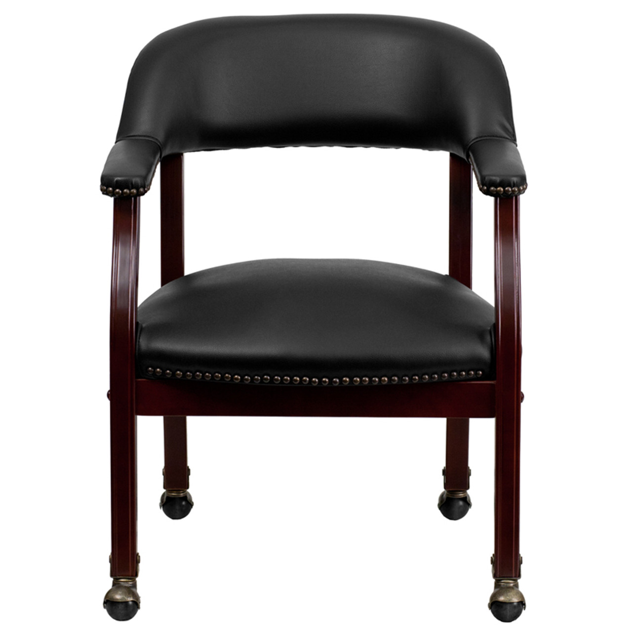 Black Vinyl Luxurious Conference Chair with Casters , #FF-0474-14