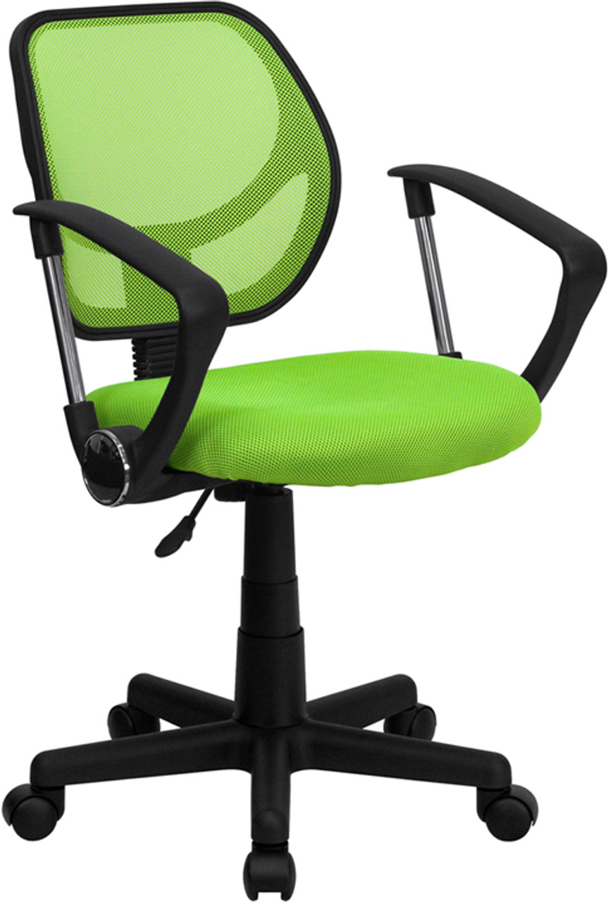 Mid-Back Green Mesh Task Chair and Computer Chair with Arms , #FF-0042-14