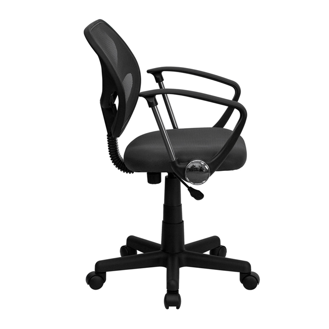 Mid-Back Gray Mesh Task Chair and Computer Chair with Arms , #FF-0044-14