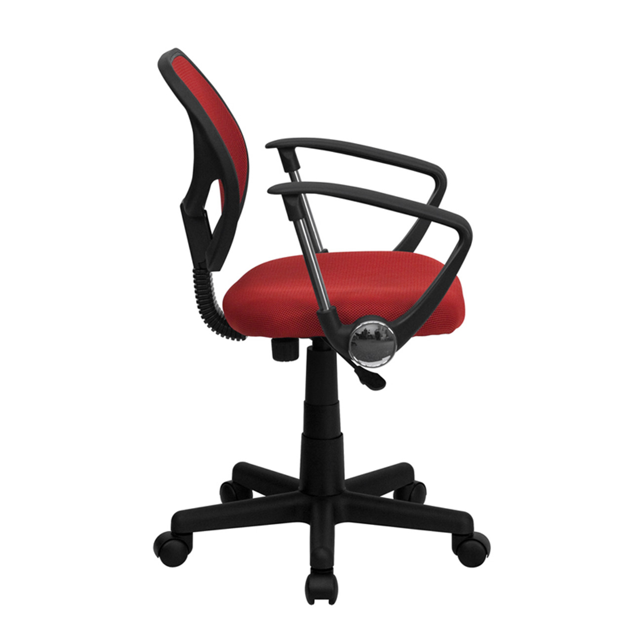 Mid-Back Red Mesh Task Chair and Computer Chair with Arms , #FF-0050-14