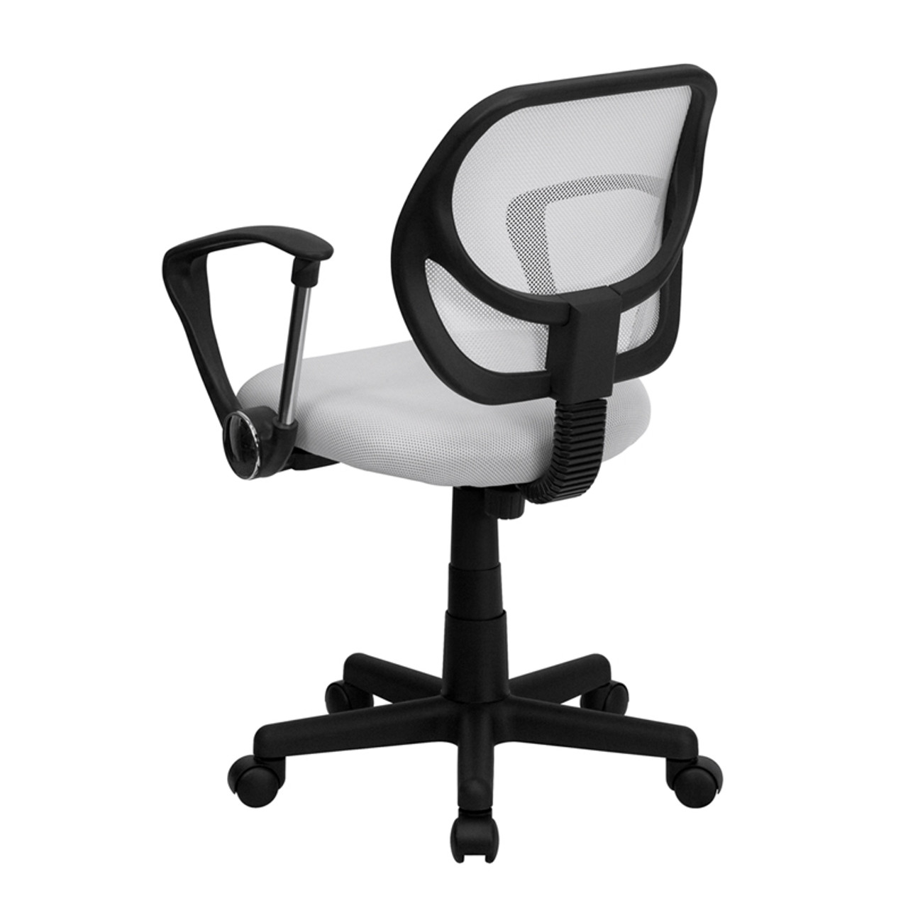 Mid-Back White Mesh Task Chair and Computer Chair with Arms , #FF-0052-14