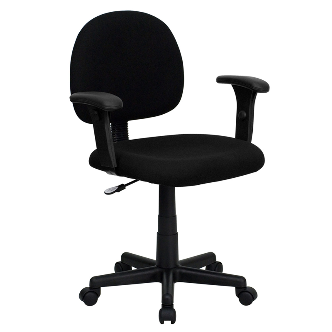 Mid-Back Ergonomic Black Fabric Task Chair with Adjustable Arms , #FF-0351-14