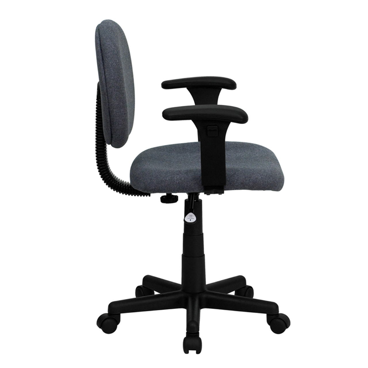 Mid-Back Ergonomic Gray Fabric Task Chair with Adjustable Arms , #FF-0352-14