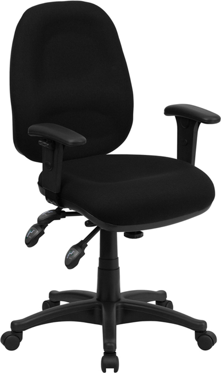 Mid-Back Multi-Functional Black Fabric Swivel Computer Chair , #FF-0357-14
