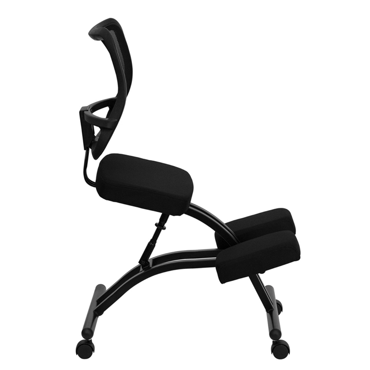 Mobile Ergonomic Kneeling Chair with Black Curved Mesh Back and Fabric Seat , #FF-0438-14