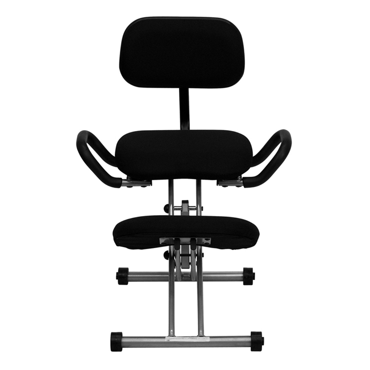 Ergonomic Kneeling Chair in Black Fabric with Back and Handles , #FF-0441-14