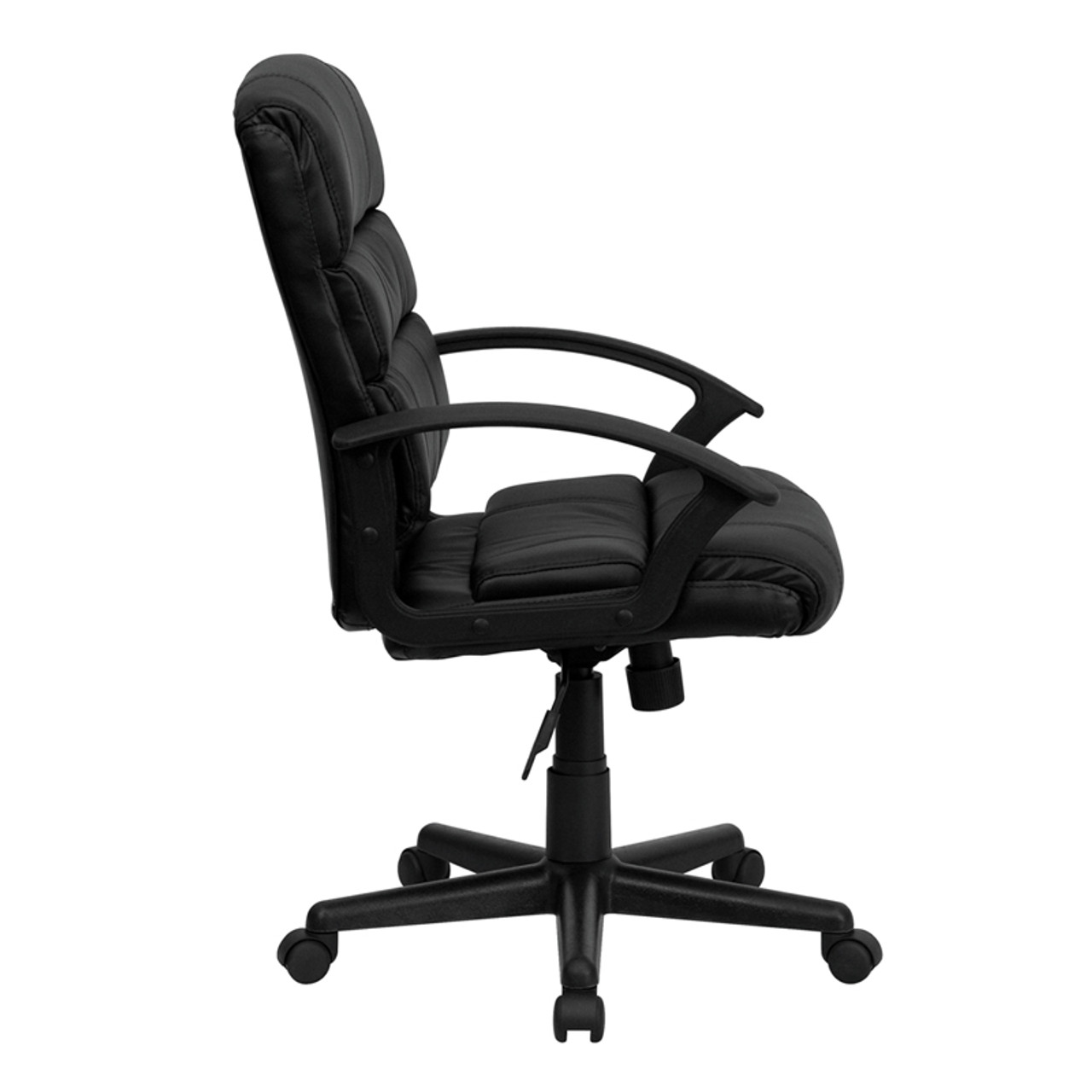 Mid-Back Black Leather Office Chair , #FF-0180-14