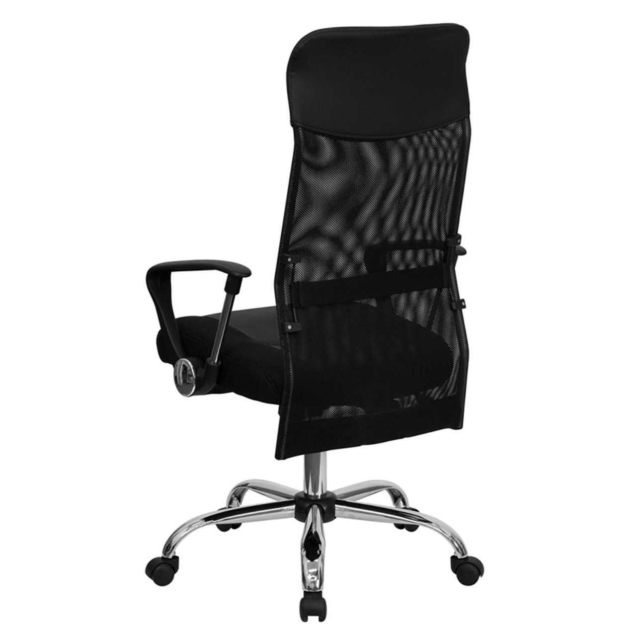 High Back Black Split Leather Chair with Mesh Back , #FF-0184-14