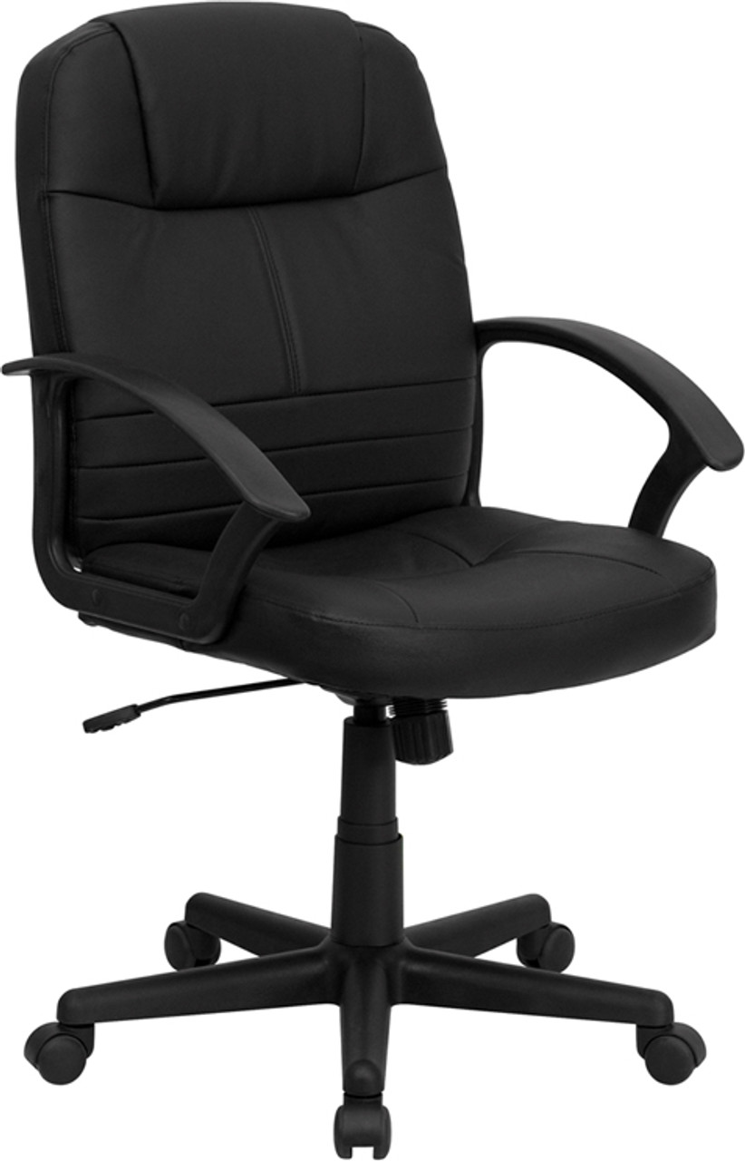 Mid-Back Black Leather Executive Swivel Office Chair , #FF-0186-14