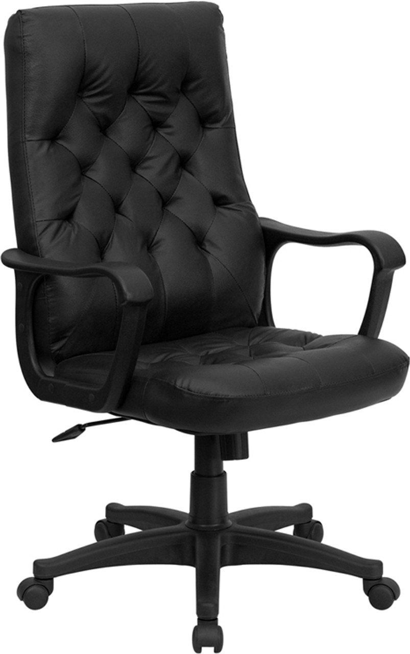 High Back Traditional Black Leather Executive Swivel Office Chair , #FF-0188-14