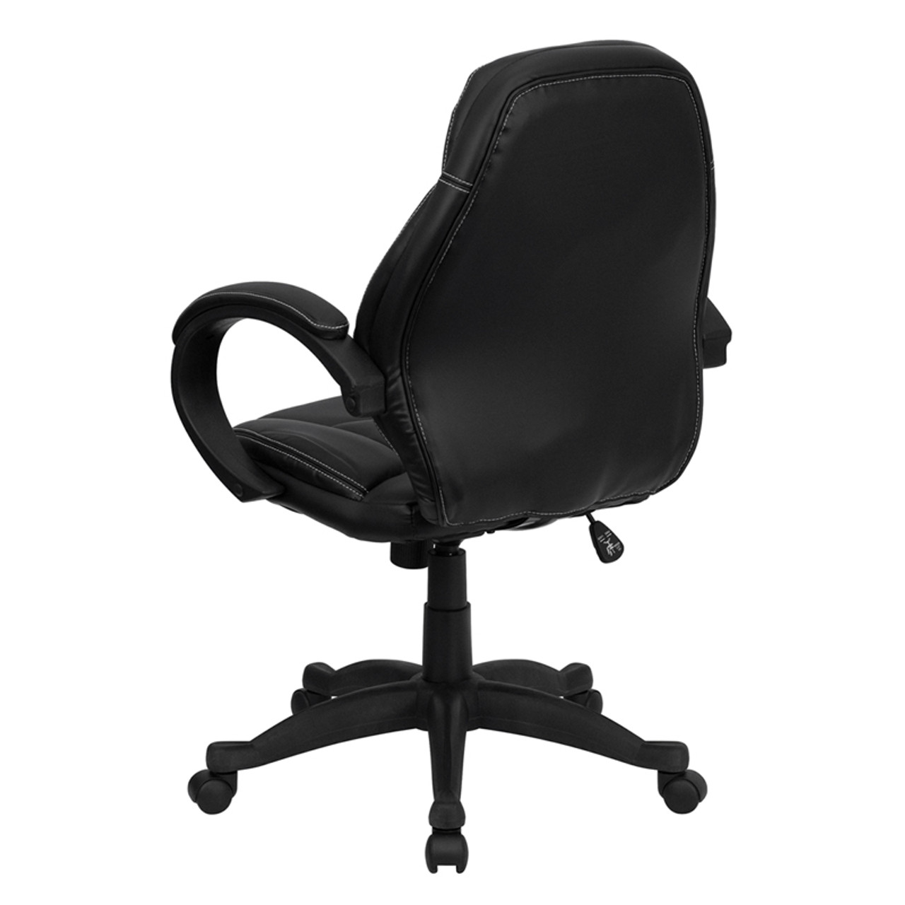 Mid-Back Black Leather Contemporary Office Chair , #FF-0206-14