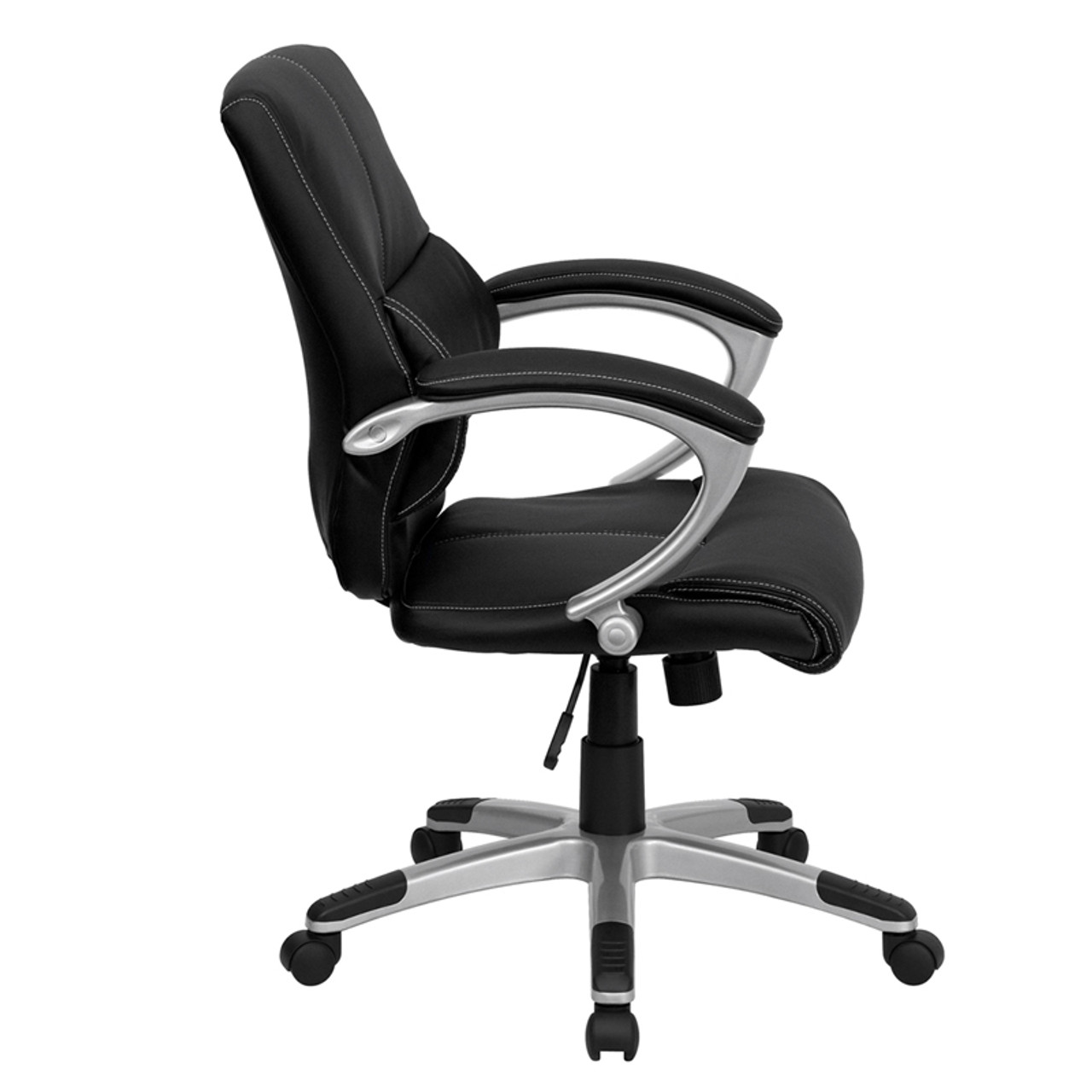 Mid-Back Black Leather Contemporary Manager's Office Chair , #FF-0209-14