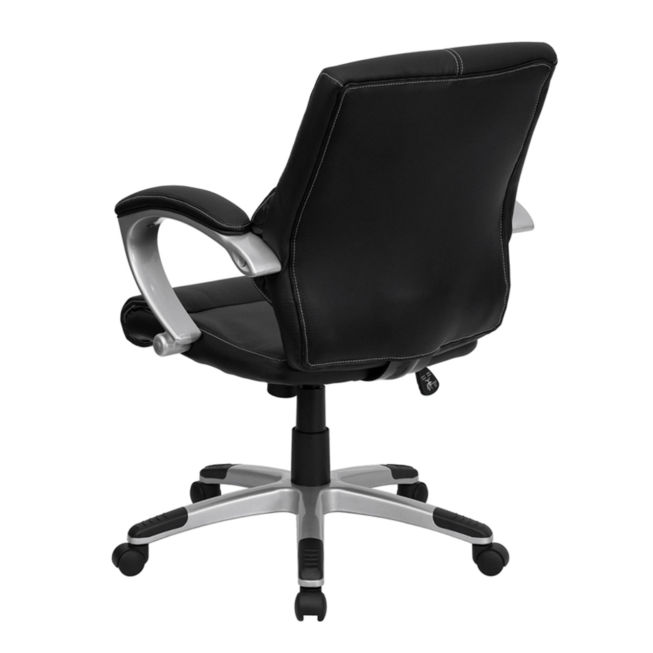 Mid-Back Black Leather Contemporary Manager's Office Chair , #FF-0209-14