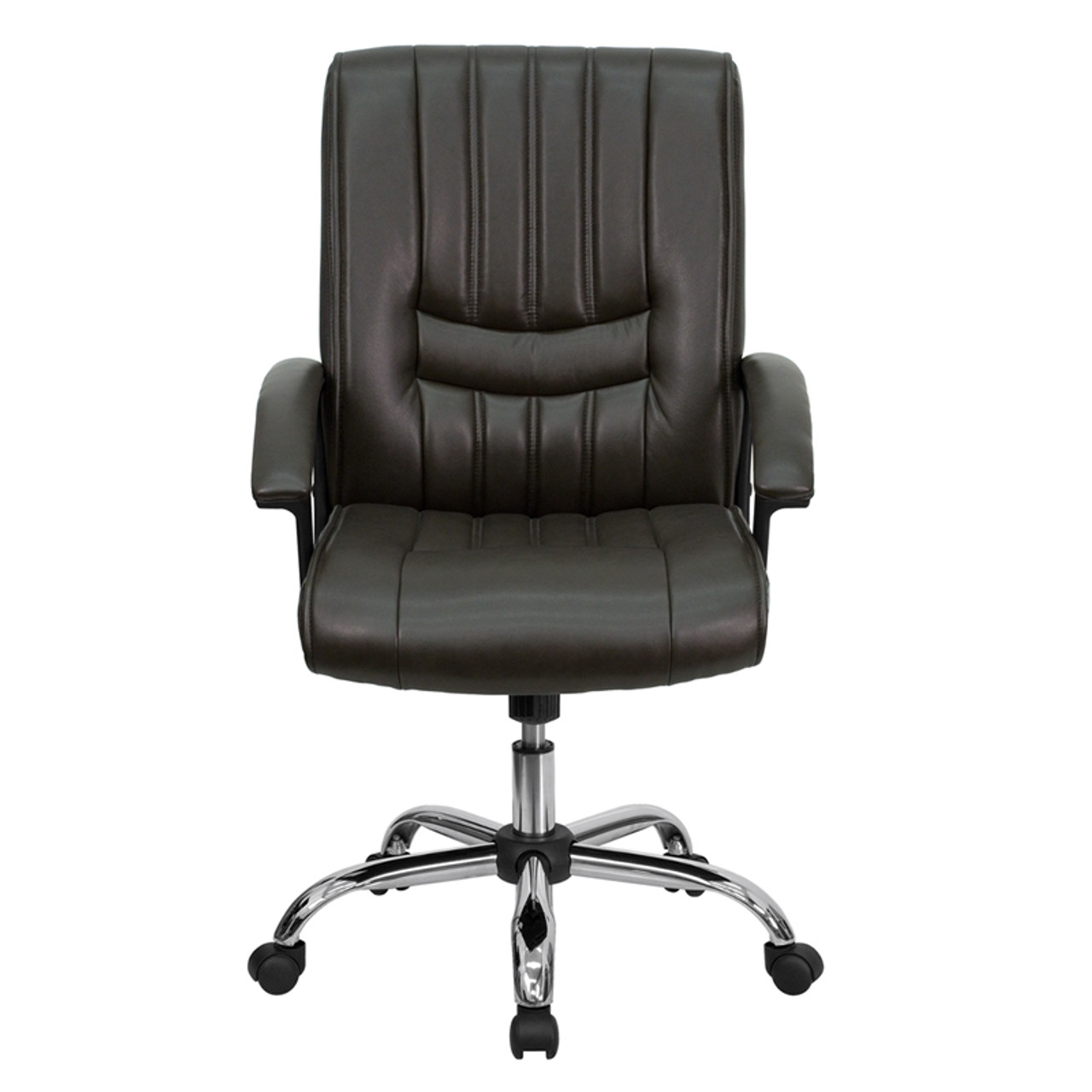 Mid-Back Espresso Brown Leather Manager's Chair , #FF-0213-14