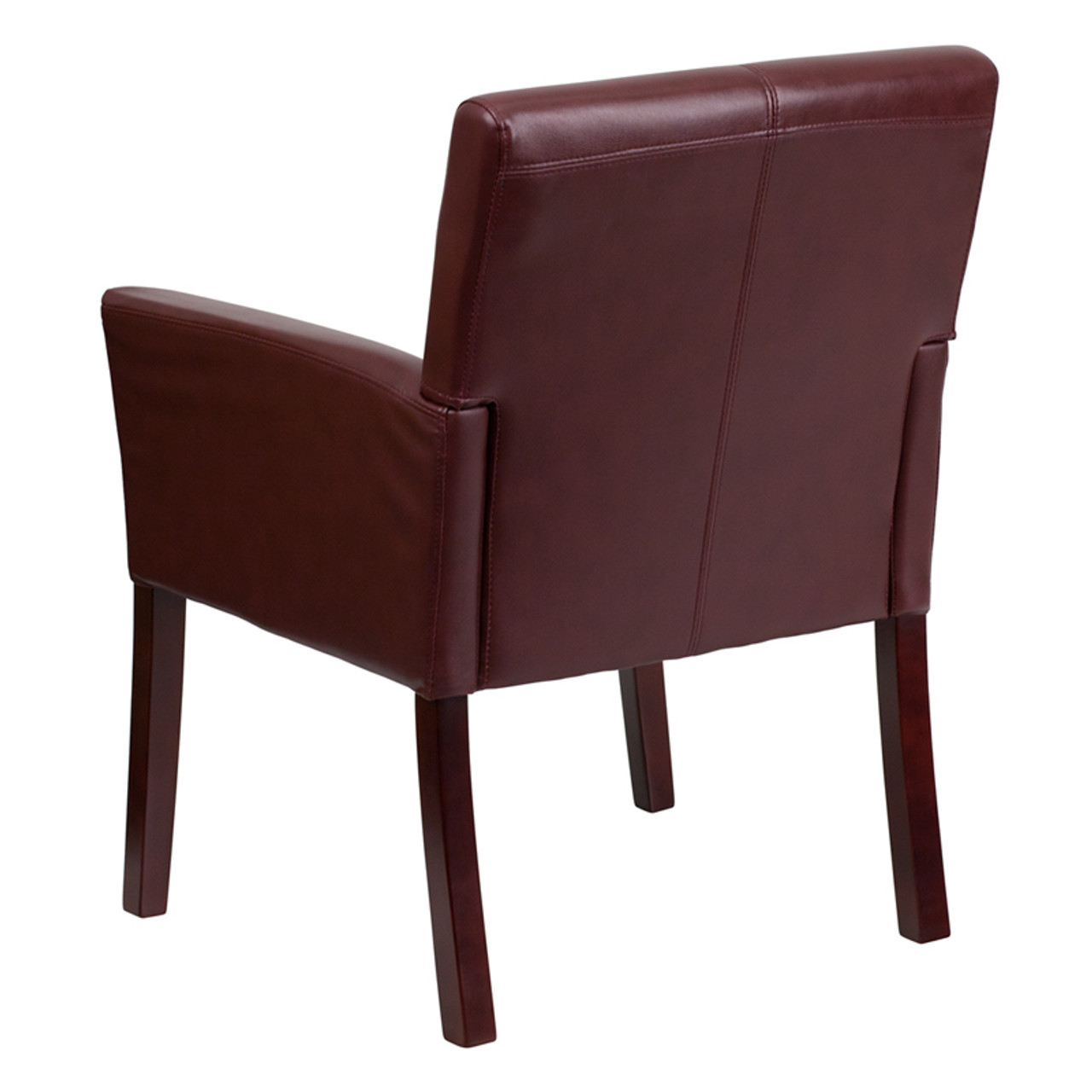 Burgundy Leather Executive Side Chair or Reception Chair with Mahogany Legs , #FF-0452-14