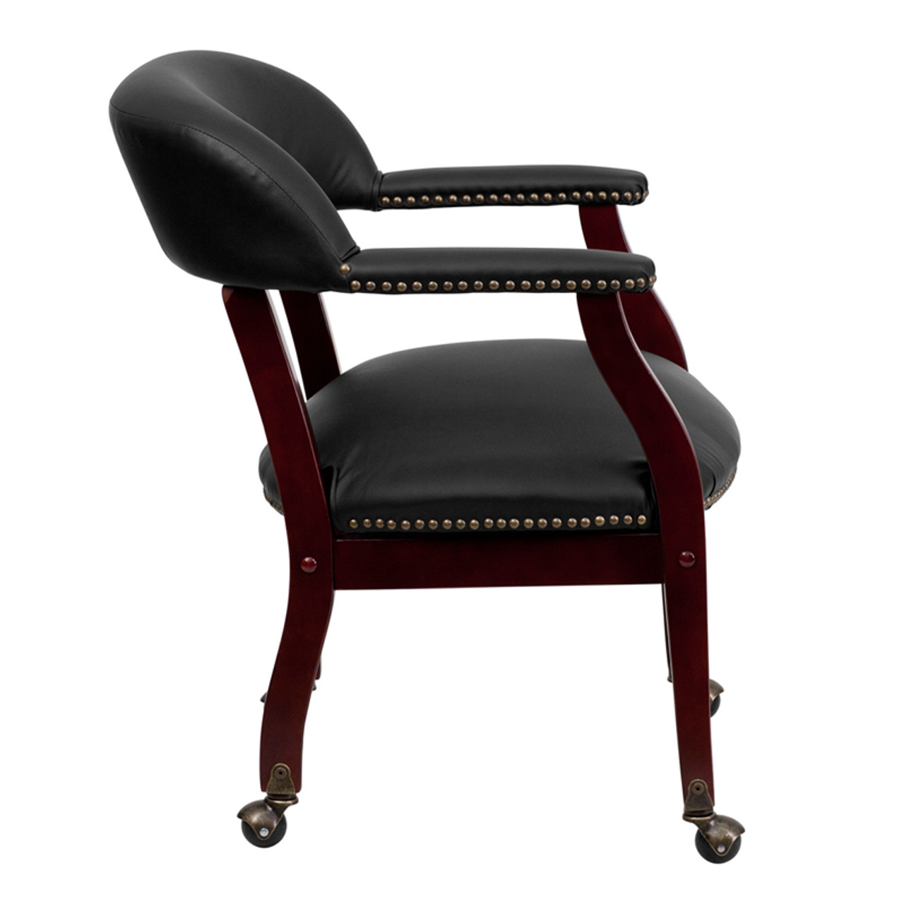 Black Leather Conference Chair with Casters , #FF-0459-14