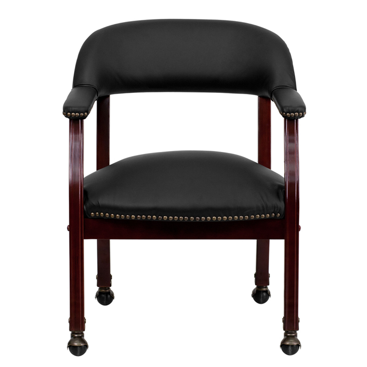 Black Leather Conference Chair with Casters , #FF-0459-14