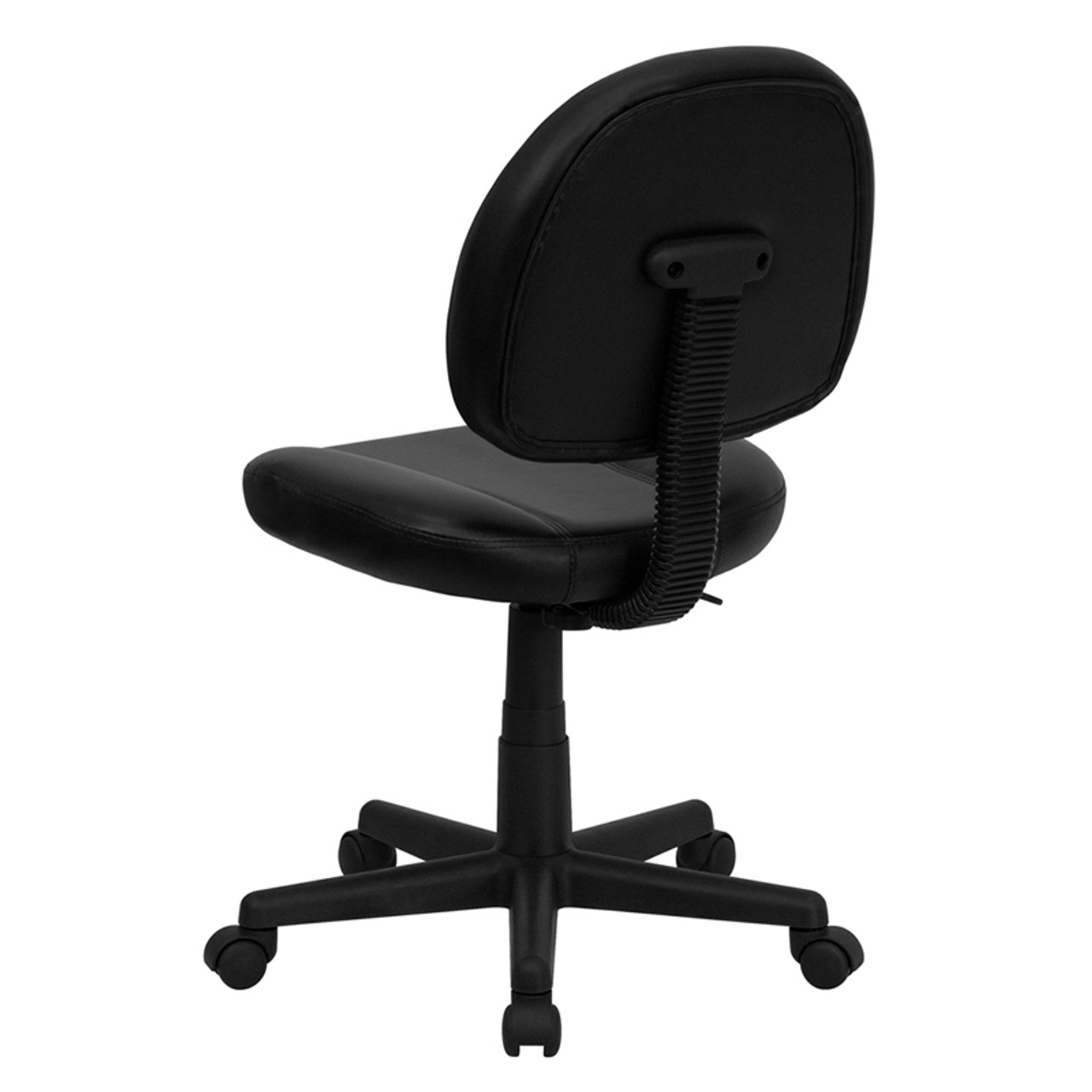 Mid-Back Black Leather Ergonomic Task Chair , #FF-0319-14