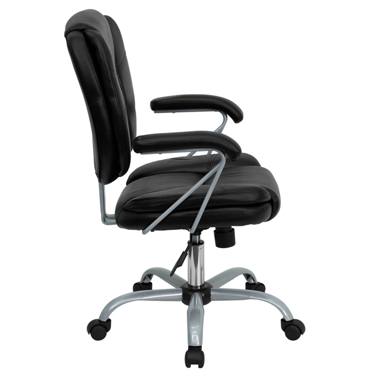Mid-Back Black Leather Task and Computer Chair , #FF-0326-14