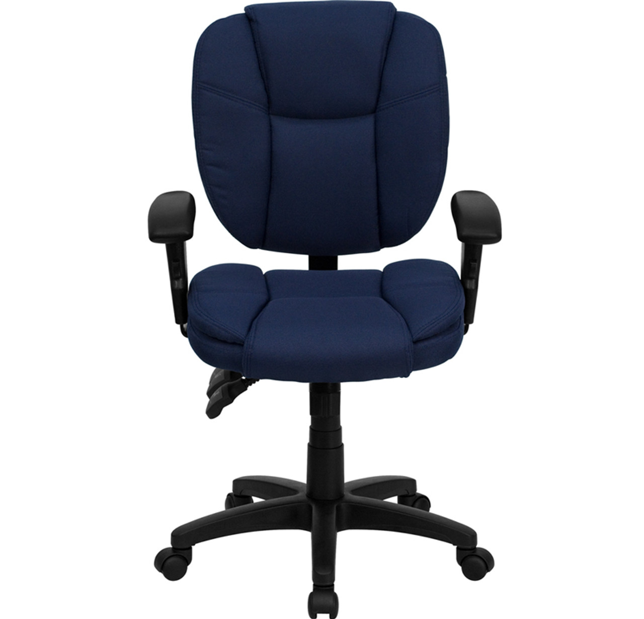 Mid-Back Navy Blue Fabric Multi-Functional Ergonomic Task Chair with Arms , #FF-0337-14