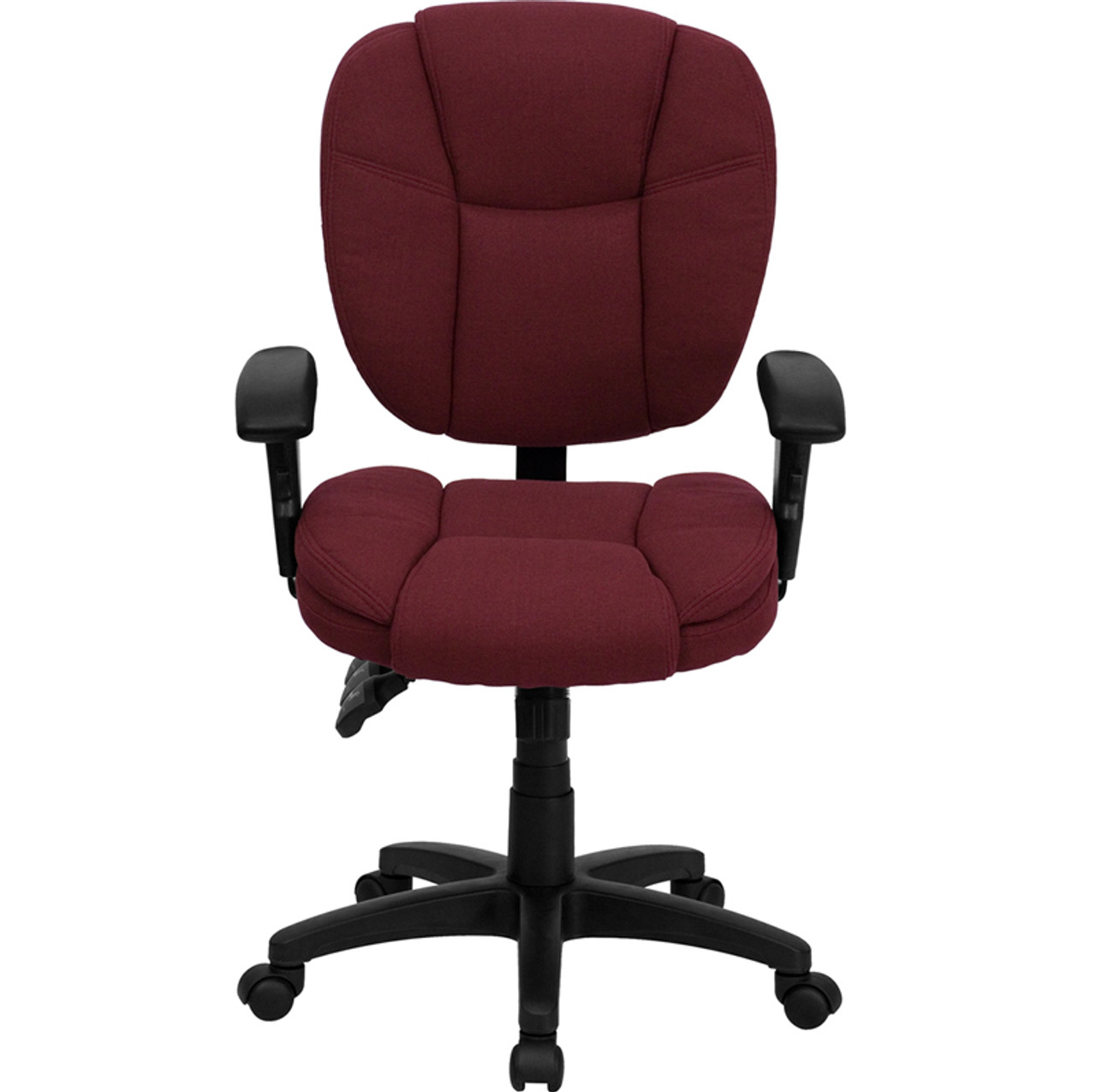 Mid-Back Burgundy Fabric Multi-Functional Ergonomic Task Chair with Arms , #FF-0339-14