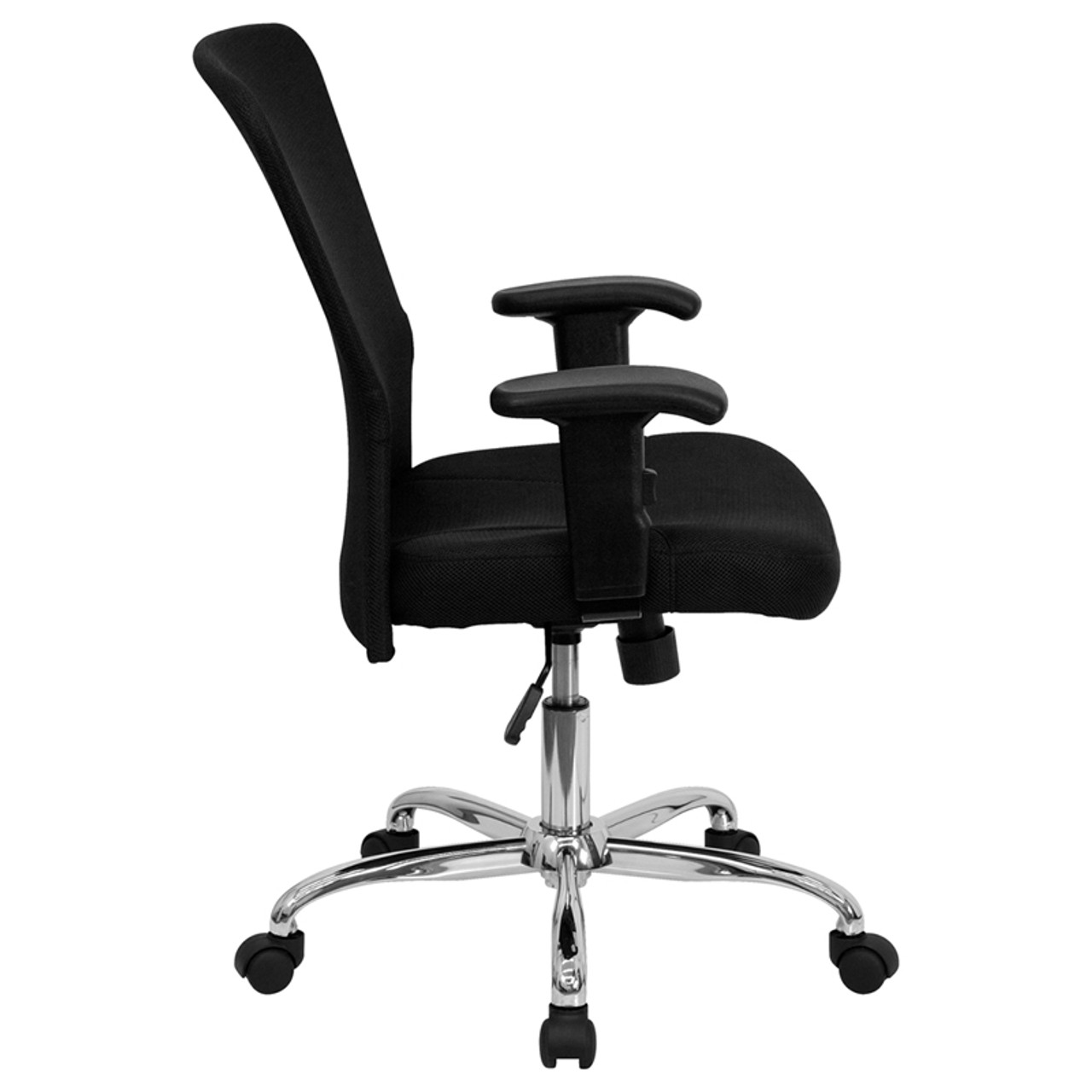 Mid-Back Black Mesh Contemporary Computer Chair with Adjustable Arms and Chrome Base , #FF-0014-14