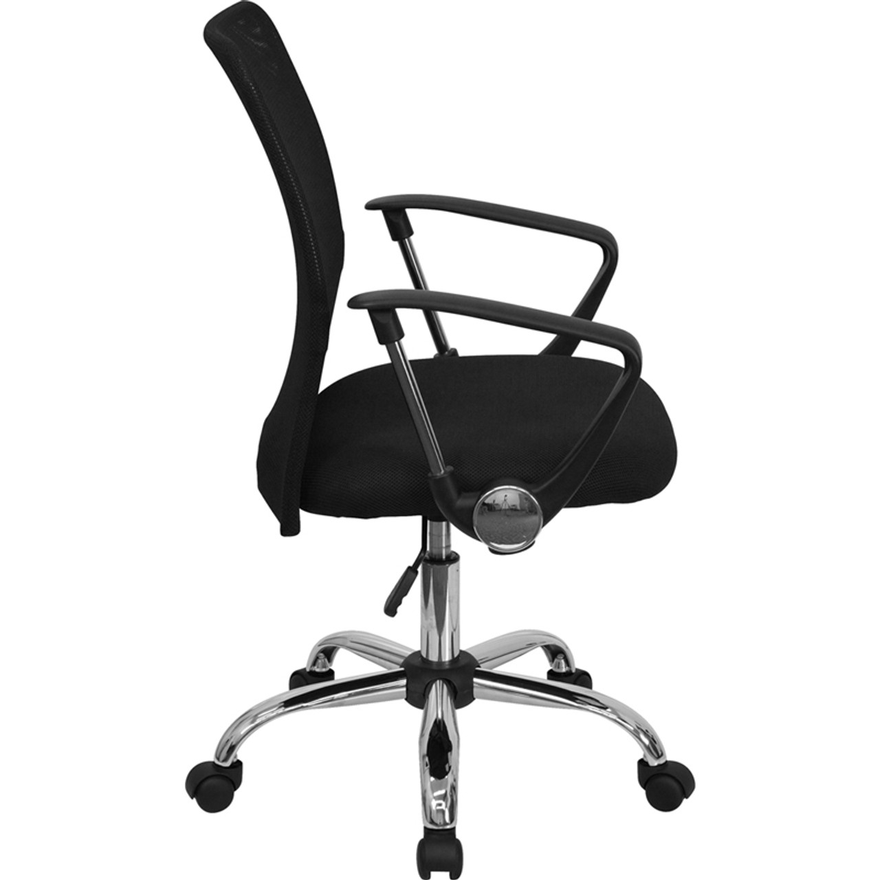 Mid-Back Black Mesh Computer Chair with Chrome Finished Base , #FF-0015-14