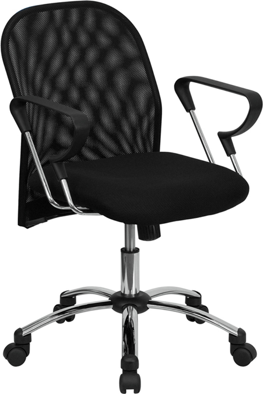 Mid-Back Black Mesh Office Chair with Chrome Base , #FF-0016-14