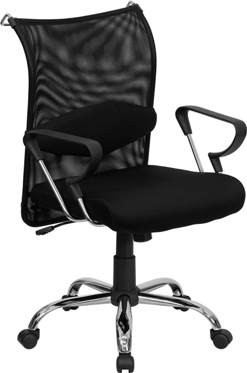 Mid-Back Manager's Chair with Black Mesh Back and Padded Mesh Seat , #FF-0017-14