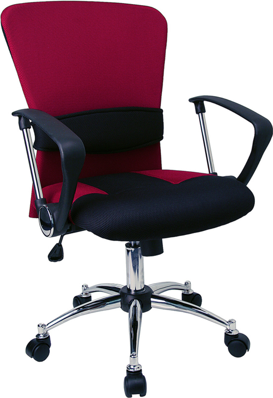 Mid-Back Burgundy Mesh Office Chair , #FF-0036-14