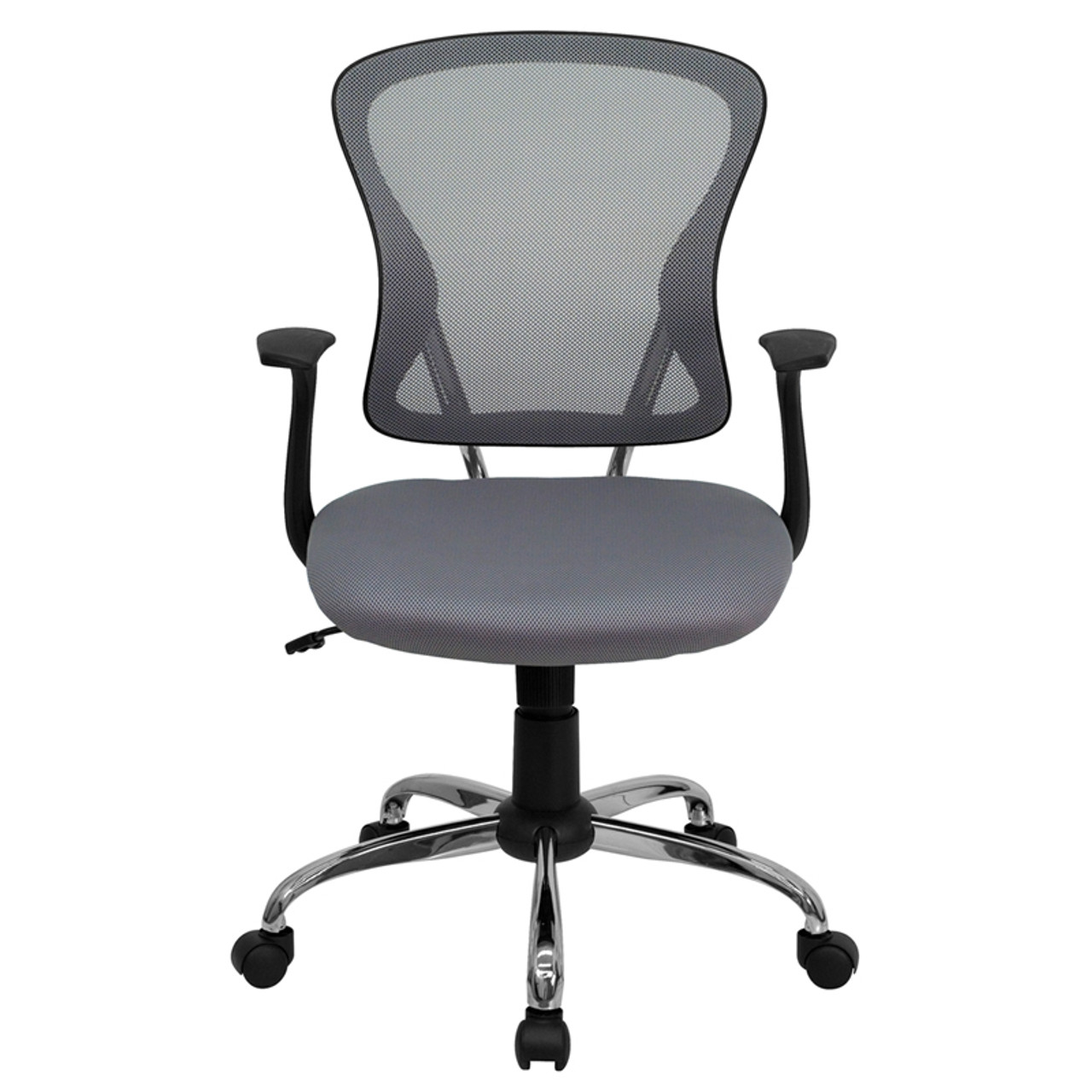 Mid-Back Gray Mesh Office Chair with Chrome Finished Base , #FF-0068-14