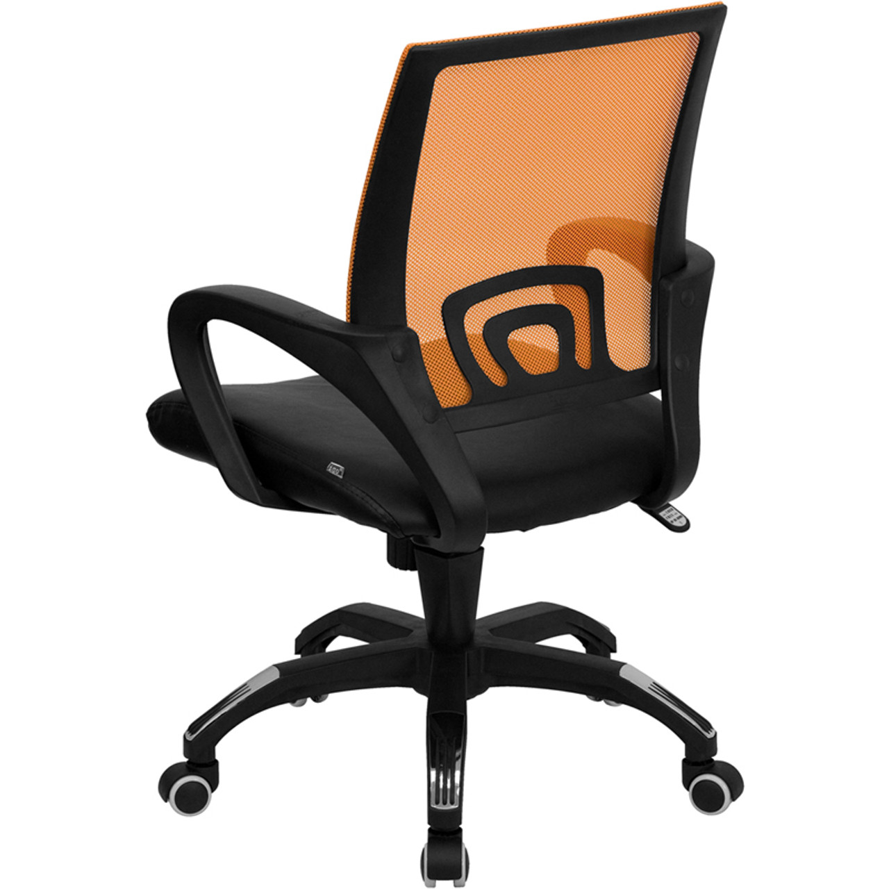 Mid-Back Orange Mesh Computer Chair with Black Leather Seat , #FF-0079-14