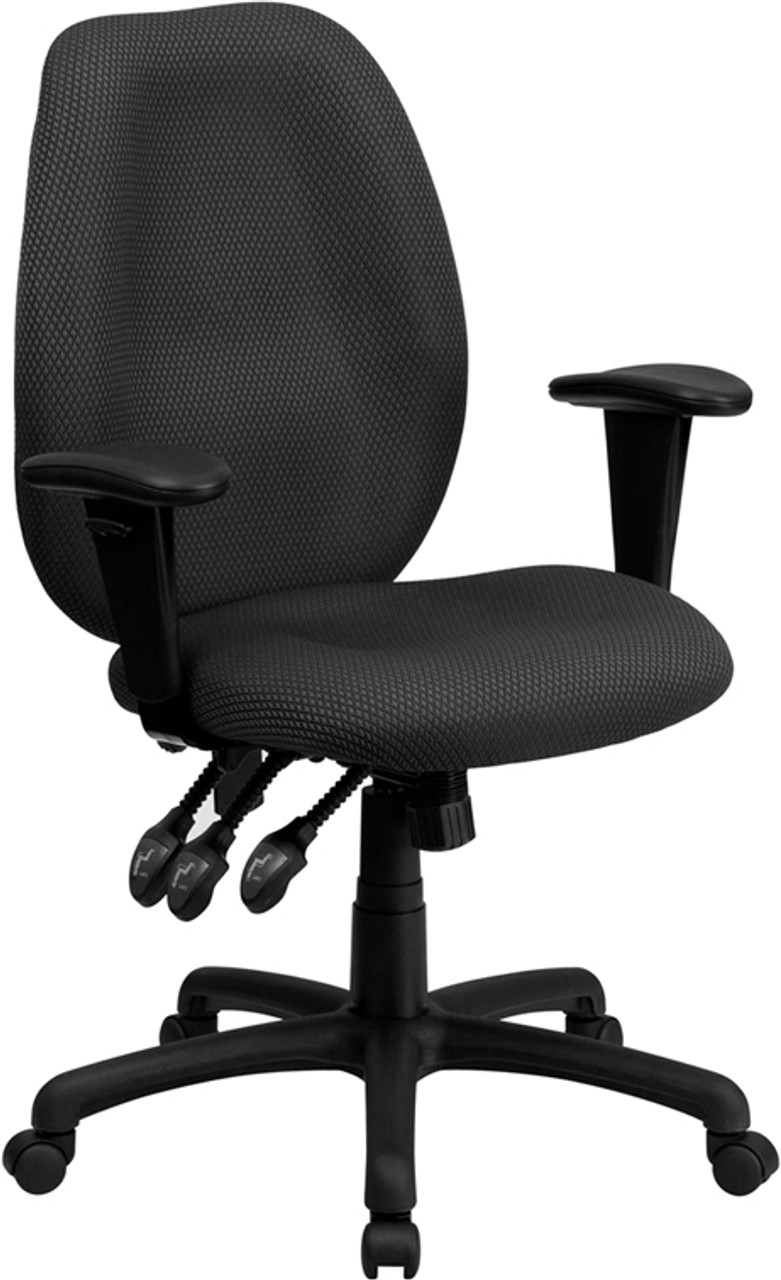 High Back Gray Fabric Multi-Functional Ergonomic Task Chair with Arms , #FF-0324-14