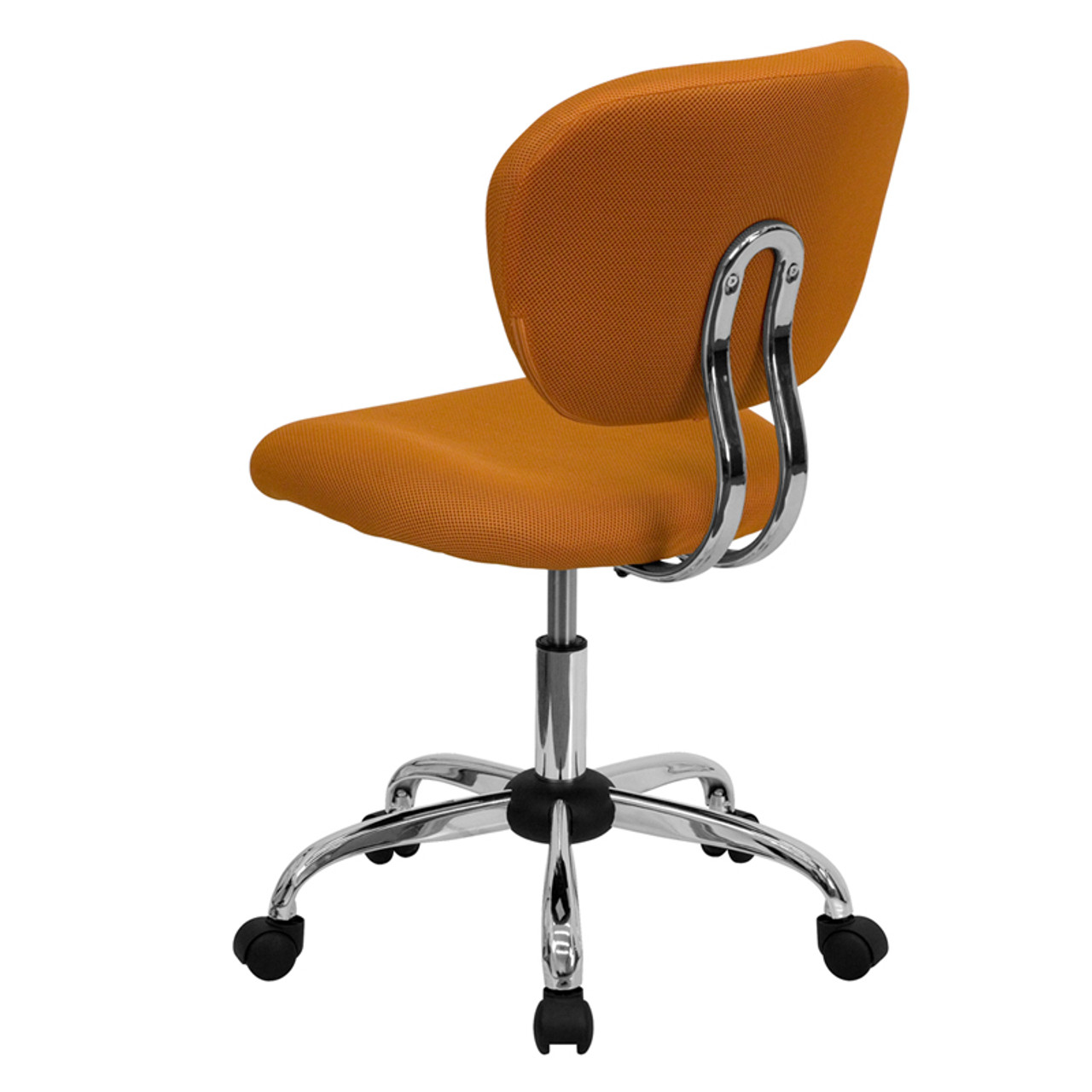 Mid-Back Orange Mesh Task Chair with Chrome Base , #FF-0102-14