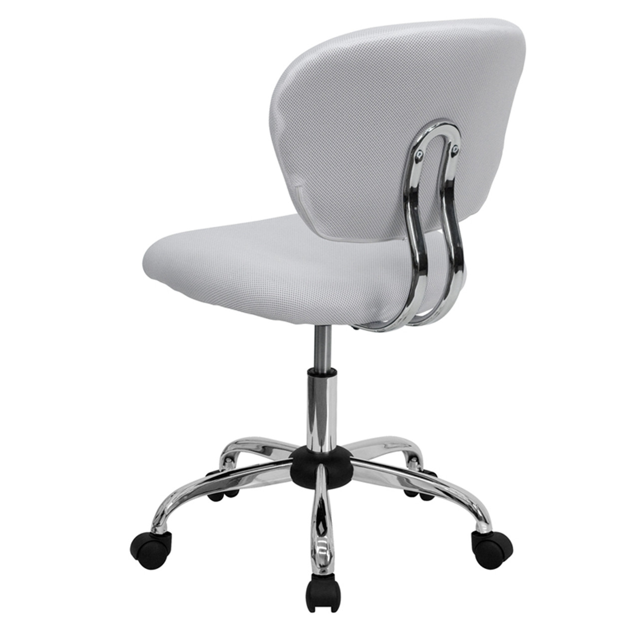 Mid-Back White Mesh Task Chair with Chrome Base , #FF-0134-14