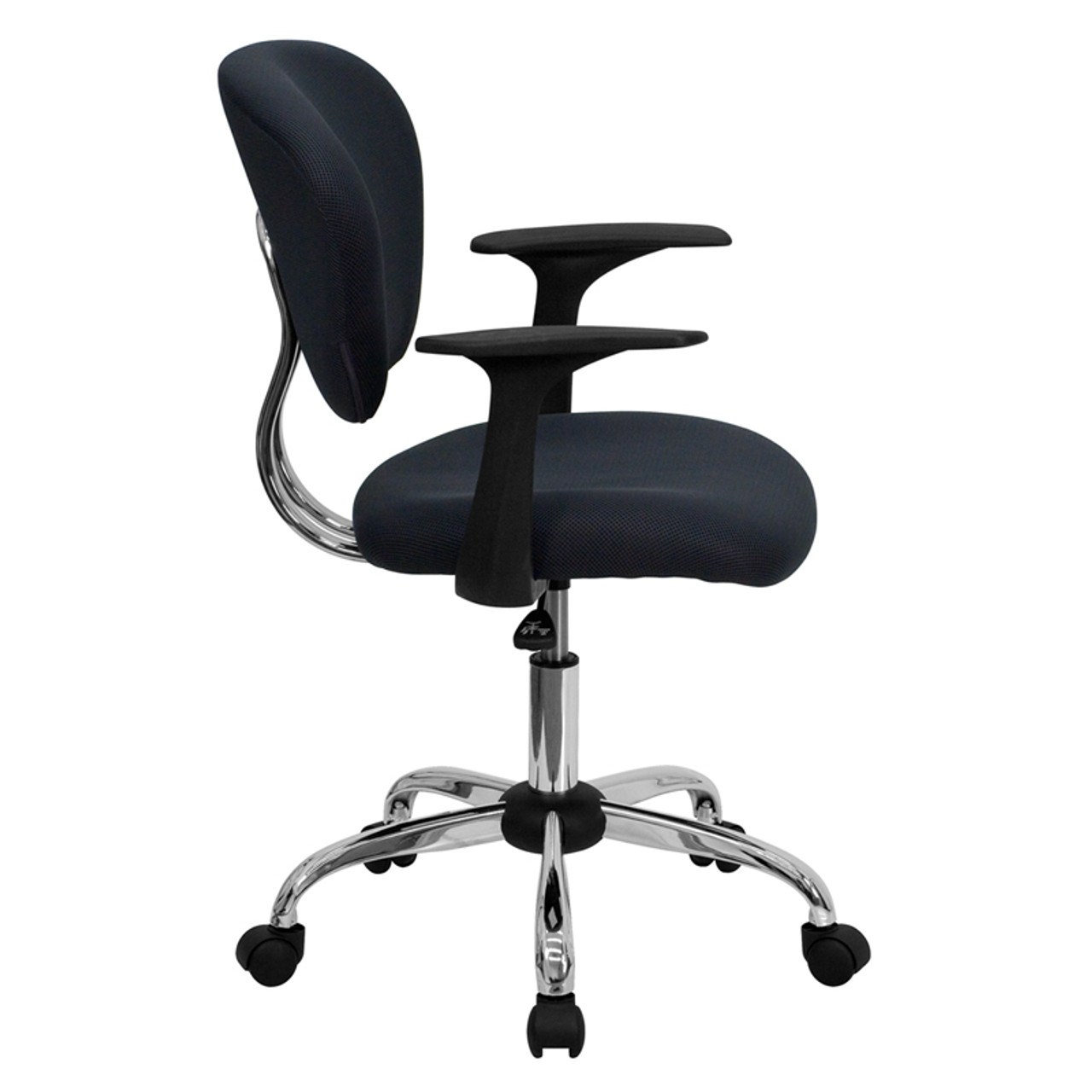 Mid-Back Gray Mesh Task Chair with Arms and Chrome Base , #FF-0140-14
