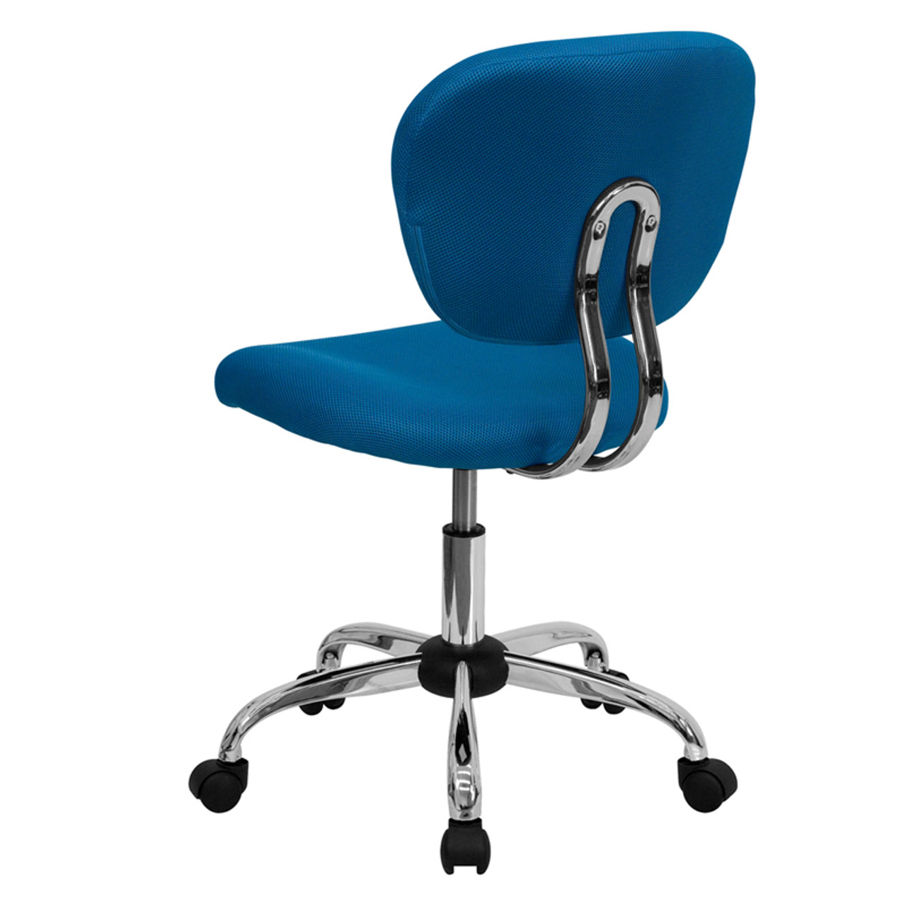 Mid-Back Turquoise Mesh Task Chair with Chrome Base , #FF-0142-14