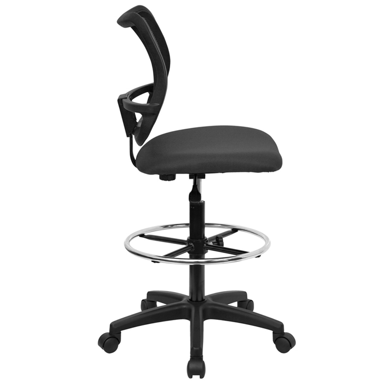 Mid-Back Mesh Drafting Stool with Gray Fabric Seat , #FF-0523-14 ...